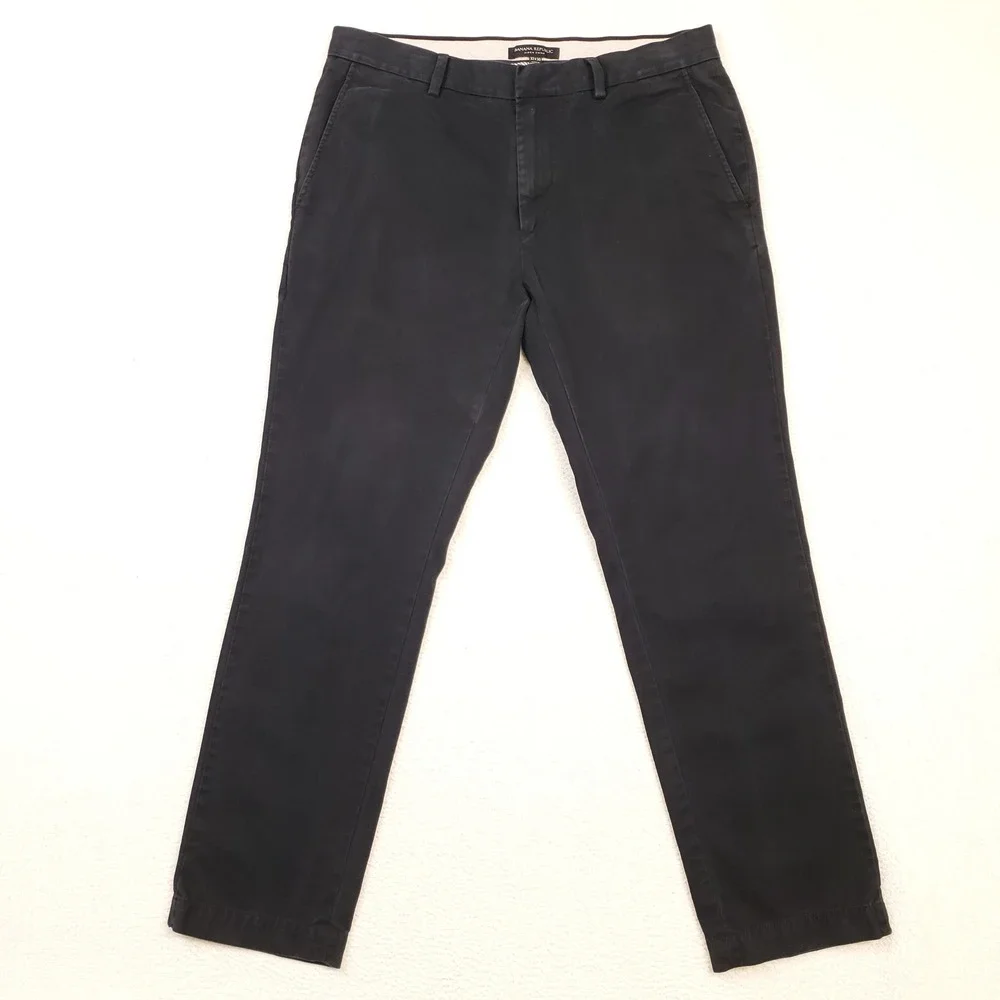 Banana Republic Aiden Chino Men 32x30 Black Cotton Slim Fit Straight Leg Pants